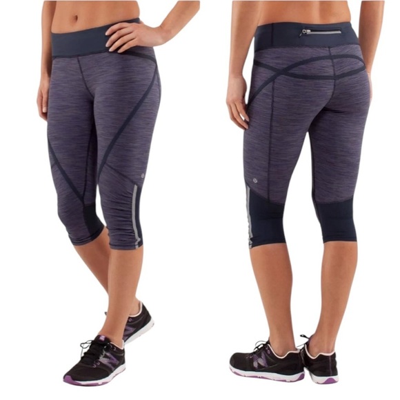 Lululemon Run Pace Crop Legging Tight Wee Are From Space Deep Indigo Size 4 - Picture 1 of 13